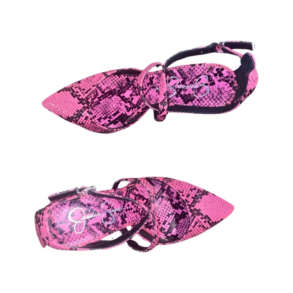 Jessica Simpson Ambrie Neon Pink Python Snake Print Sexy Heels - Picture 3 of 15